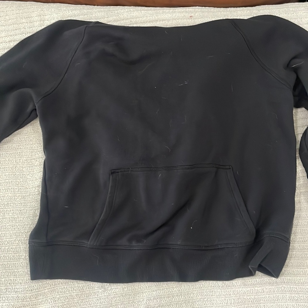 Black Athleta girl hooded long sleeve tee